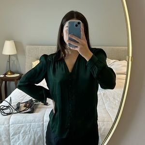 Soft satin v neck blouse banana republic